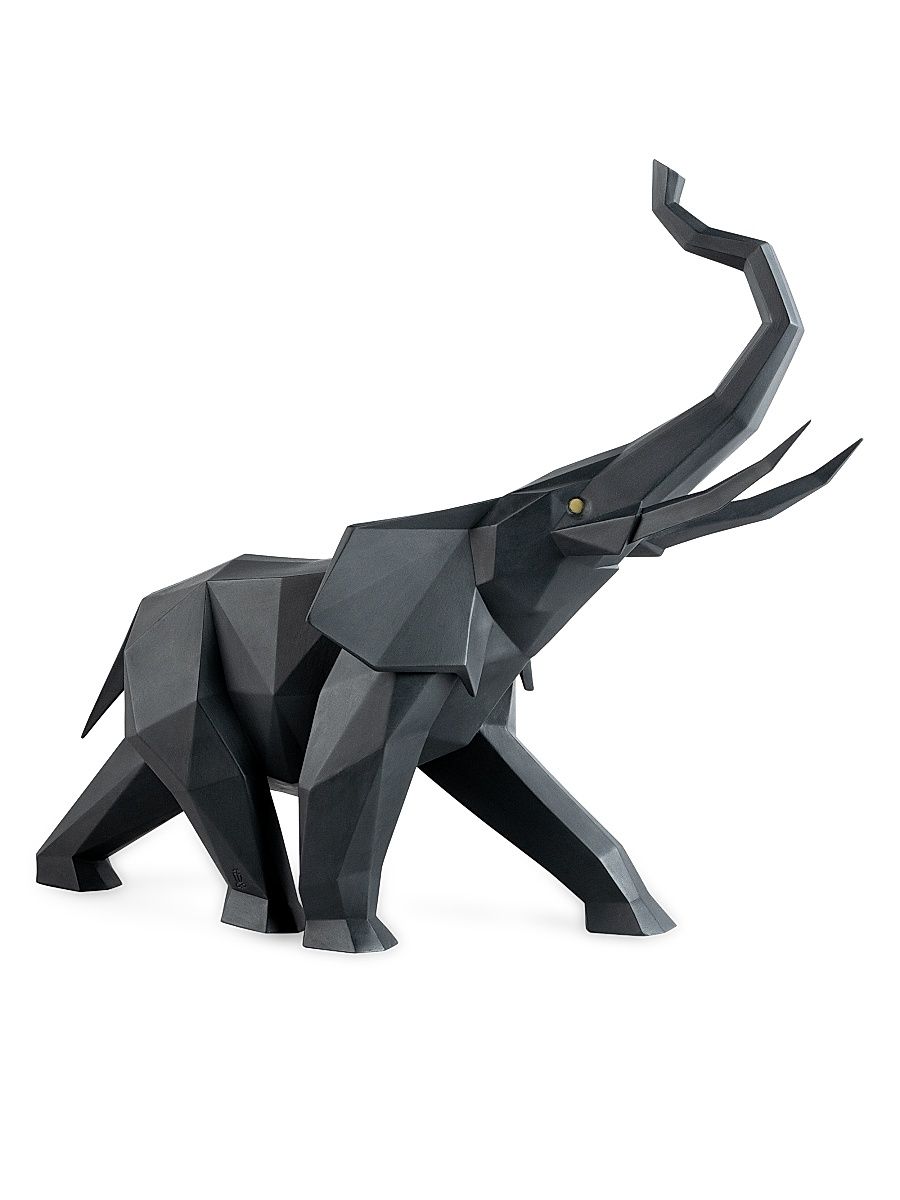 Boldblack Elephant Porcelain Sculpture - Black
