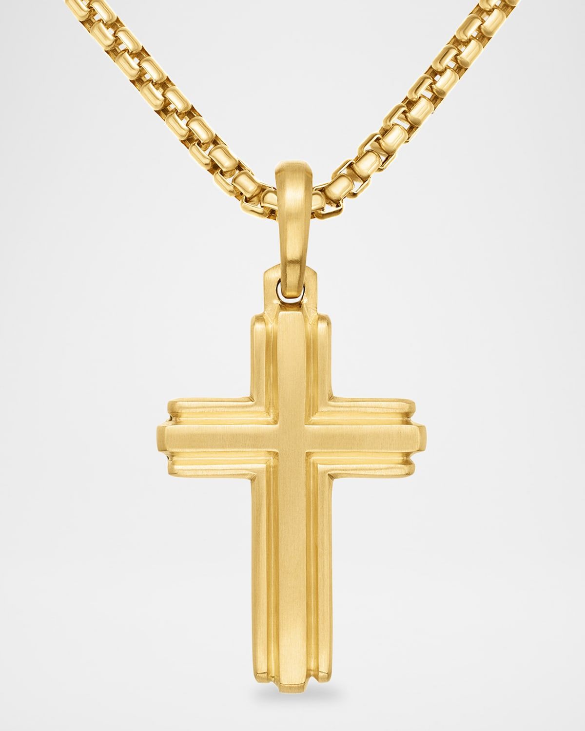 Men & apos;s Deco Cross Pendant in 18K Gold, 34mm