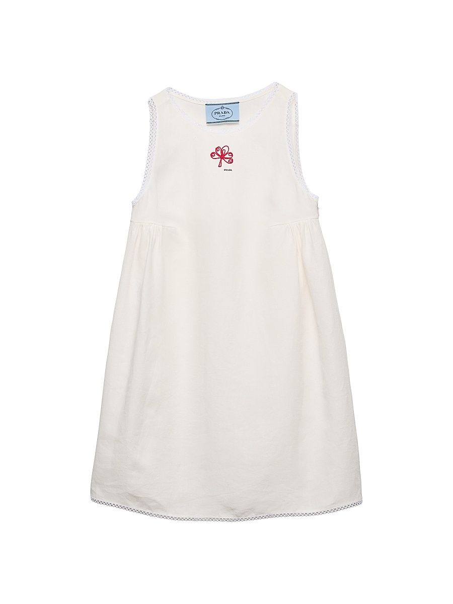 Women's Embroidered Slubbed Canvas Mini-Dress - White - Size 4