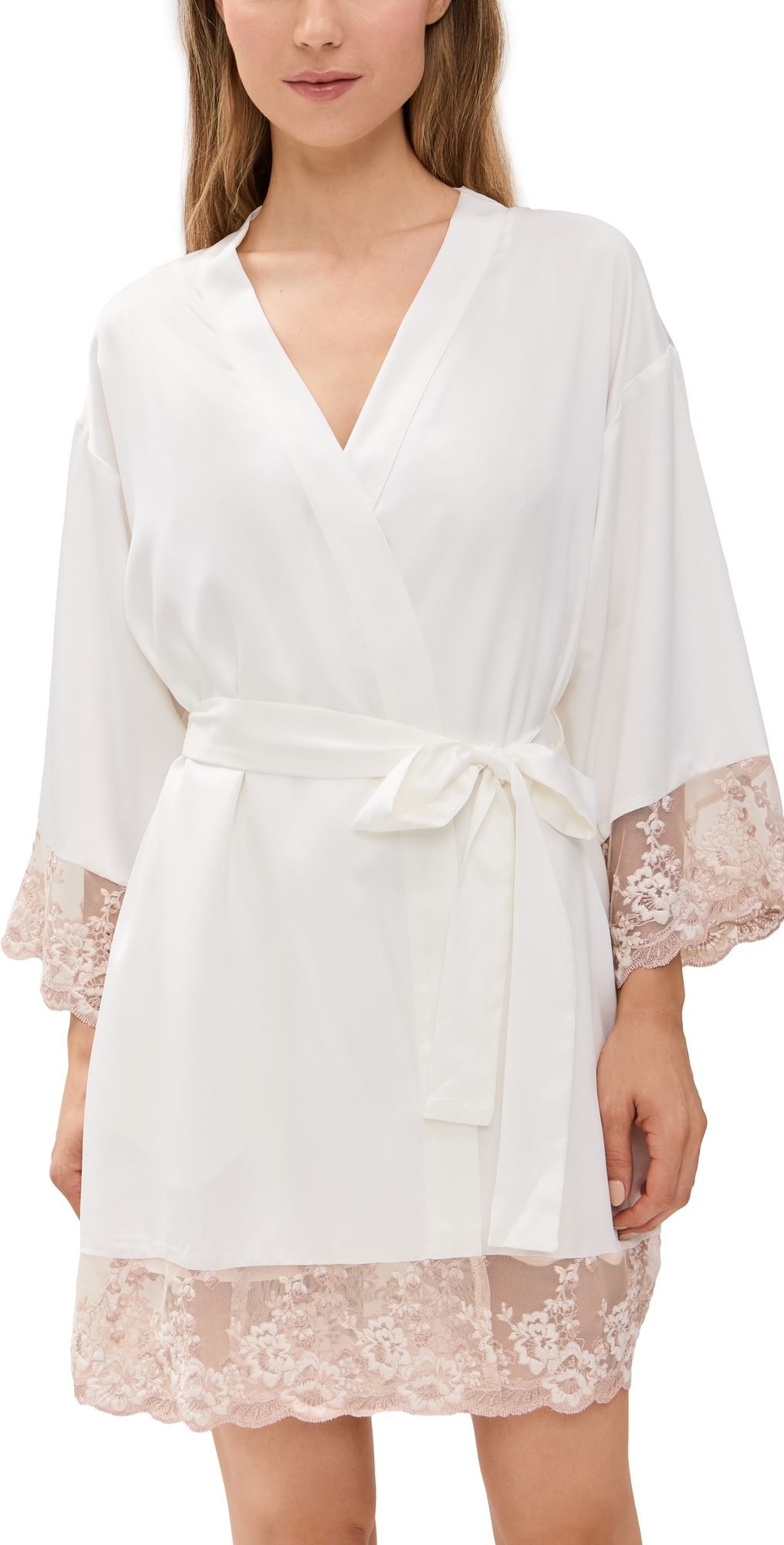 Flora Nikrooz Rosa Charmeuse Kimono Ivory L