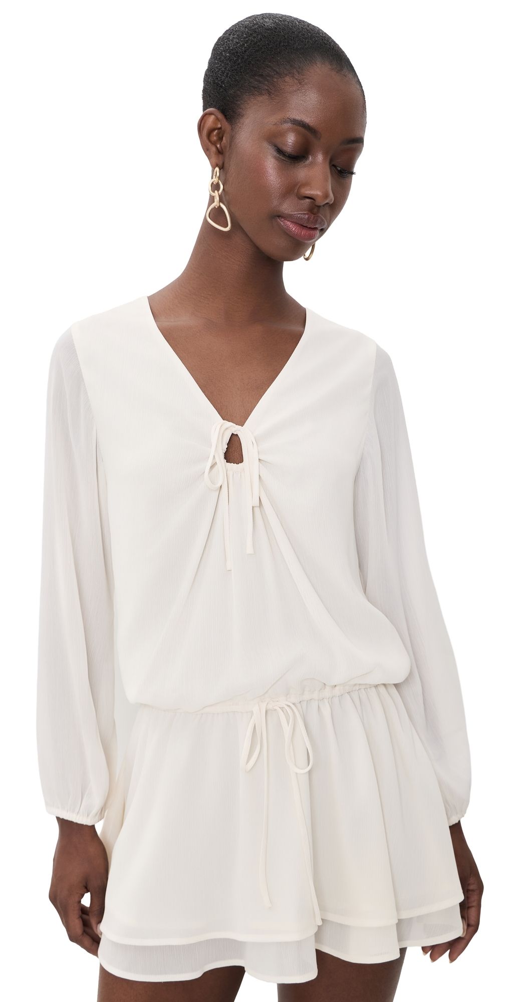 WAYF Nila Long Sleeve Dress Ivory XL