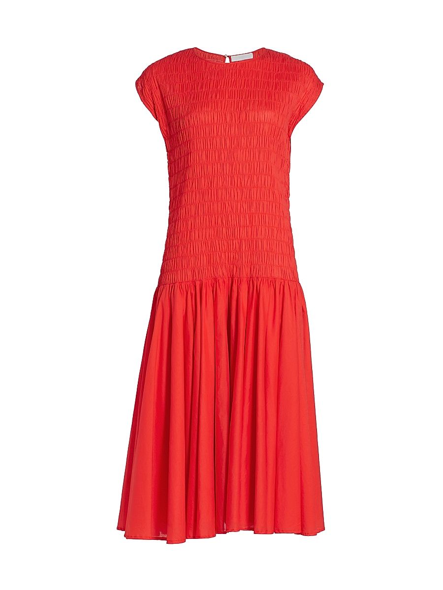Women's Stijl Cotton Voile Midi-Dress - Poppy - Size Medium
