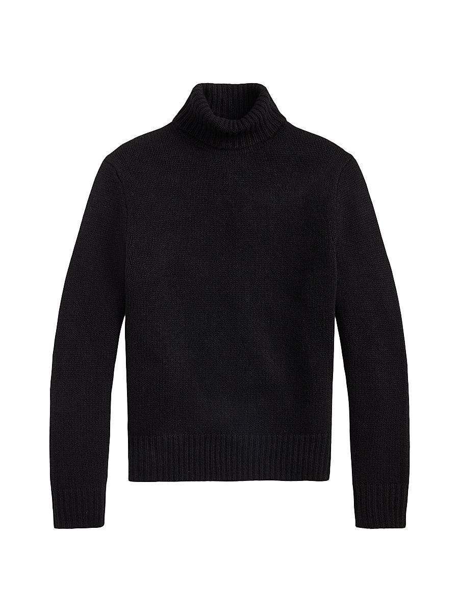 Men's Wool-Cashmere Turtleneck Sweater - Polo Black - Size XXL
