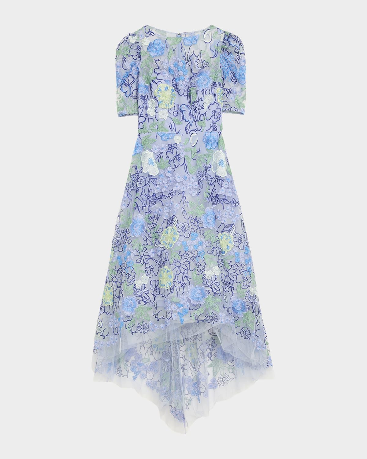 High-Low Embroidered Tulle Maxi Dress
