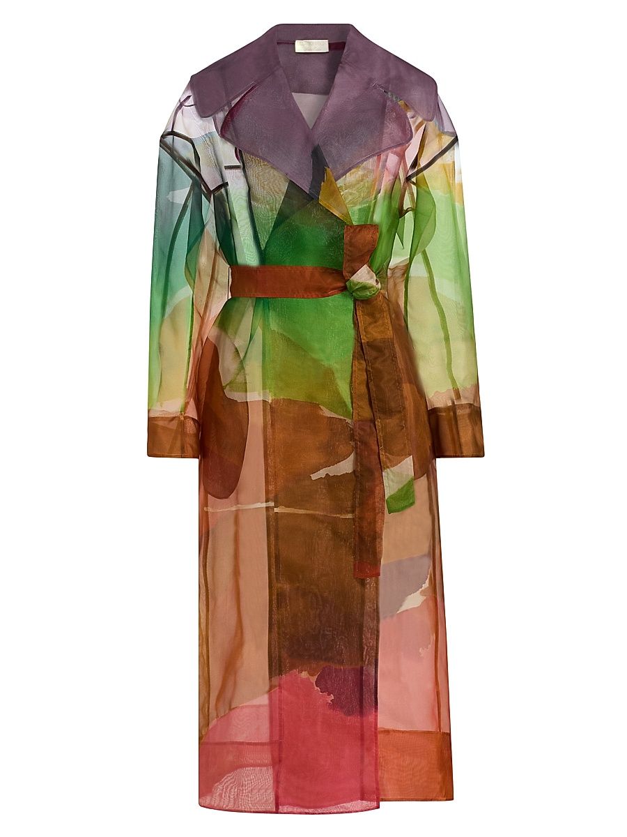 Women's Novalie Organza Silk Trench Coat - Nature Abhors A Vacuum - Size Medium
