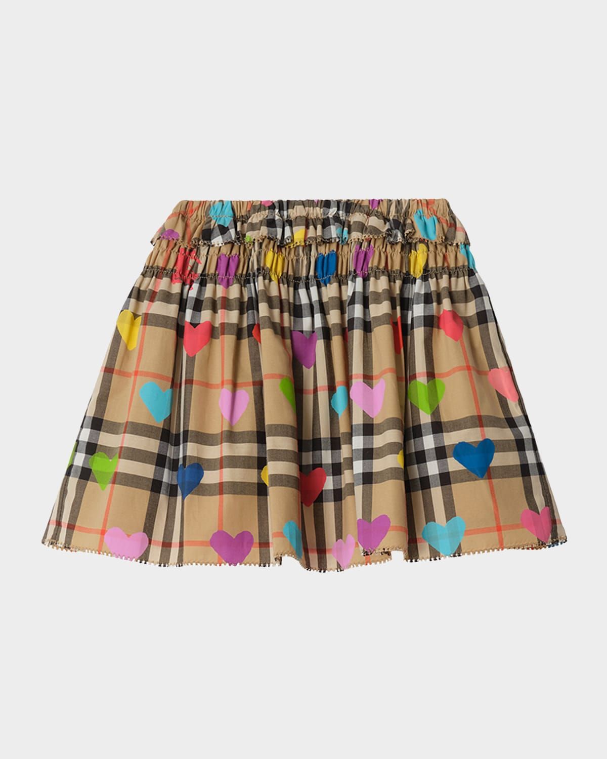 Girl & apos;s Heart Check Cotton Skirt, Size 6M-3