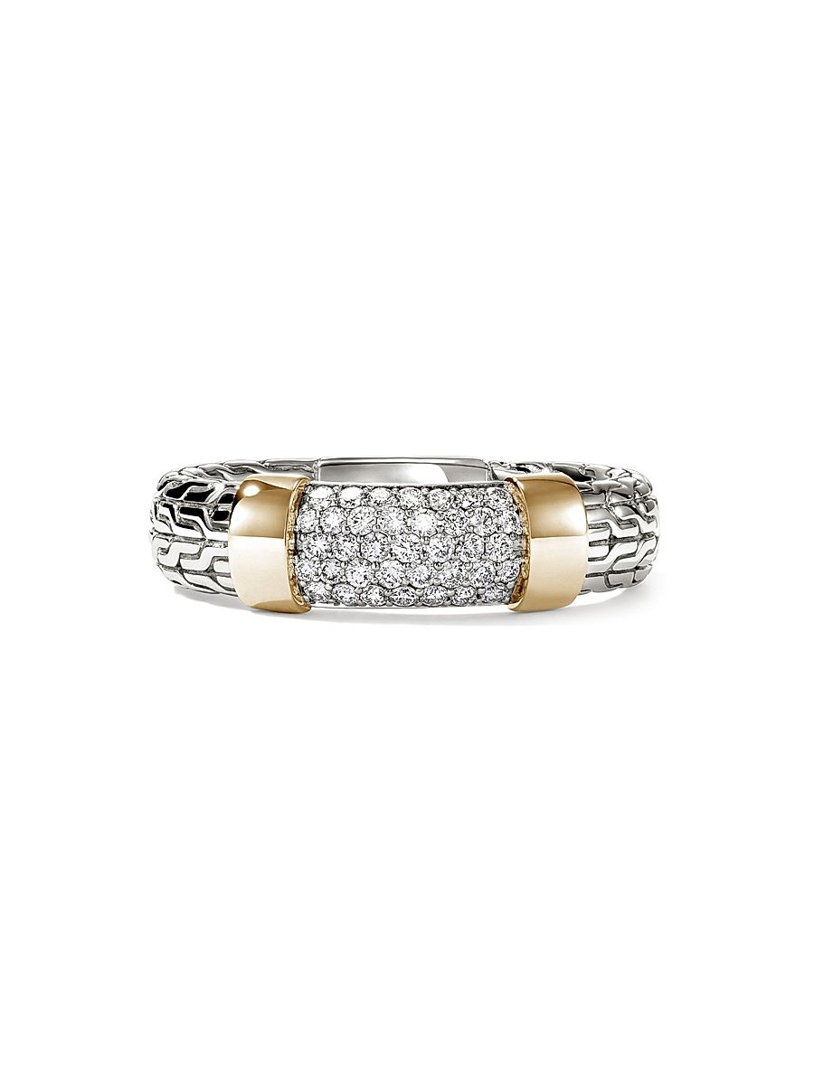 Women's JH Essentials Sterling Silver, 14K Yellow Gold & 0.28 TCW Diamond Ring - Silver Gold - Size 8