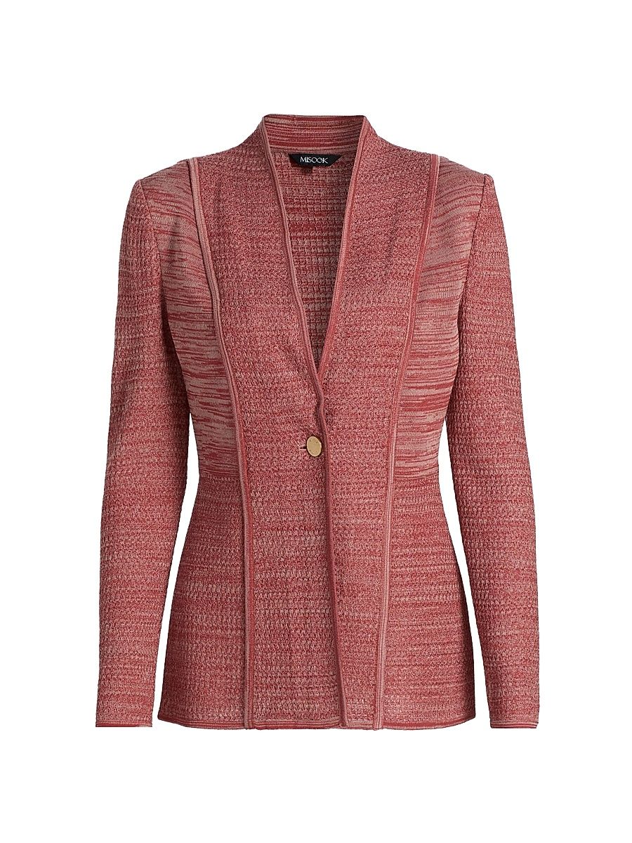 Women's Tailored Mélange Knit Jacket - Russet Biscotti - Size XXL