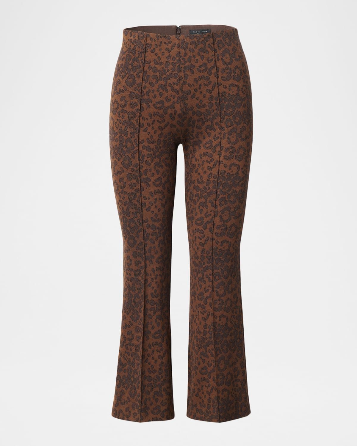 Irina Kick-Flare Leopard Ponte Pants