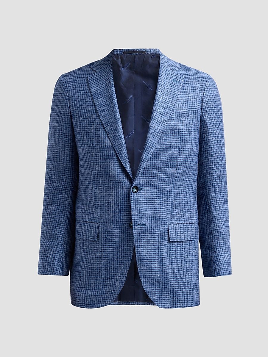 Men's Cashmere Houndstooth Sport Coat - Blue - Size 40