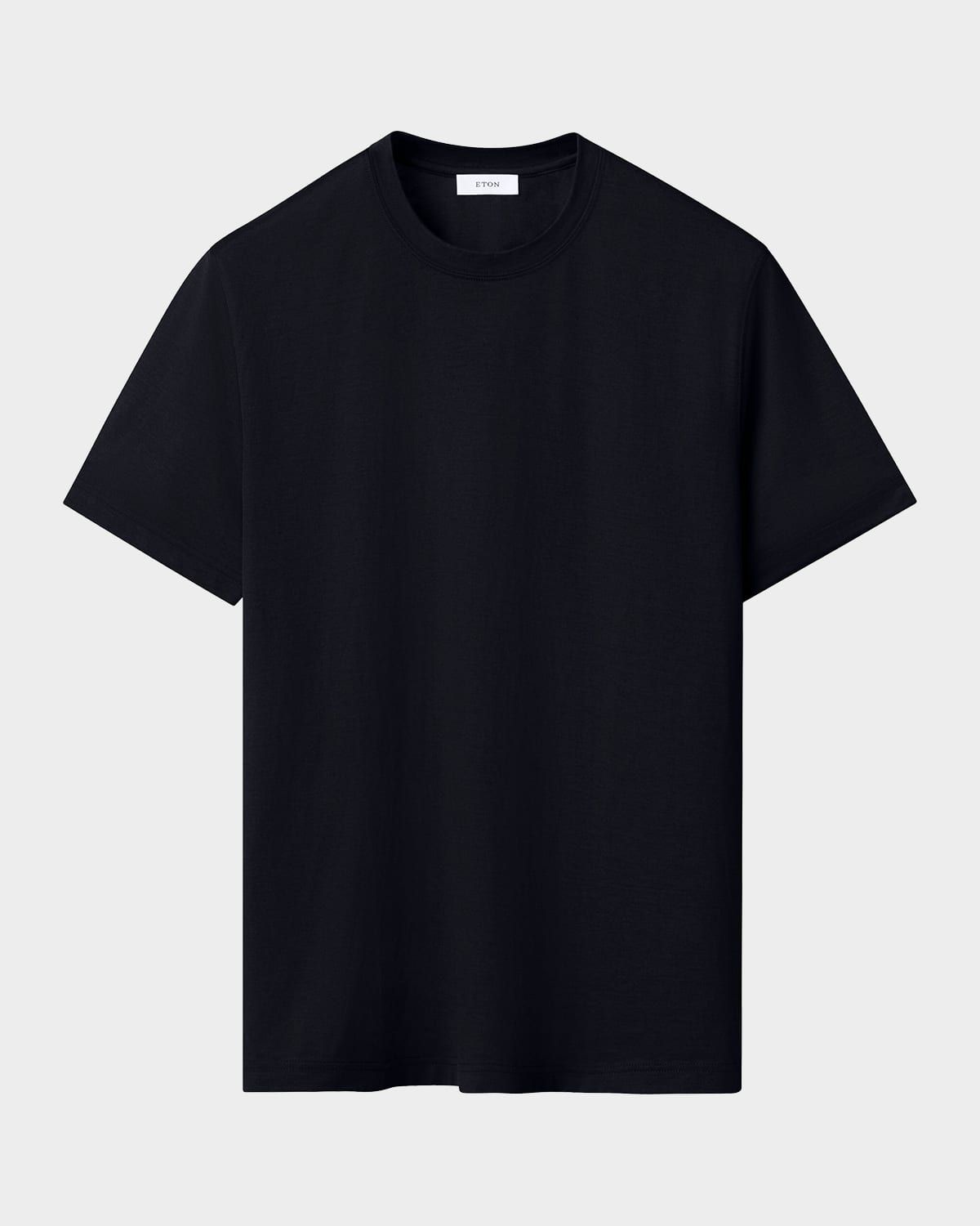 Men & apos;s Cotton and Silk Solid Crewneck T-Shirt