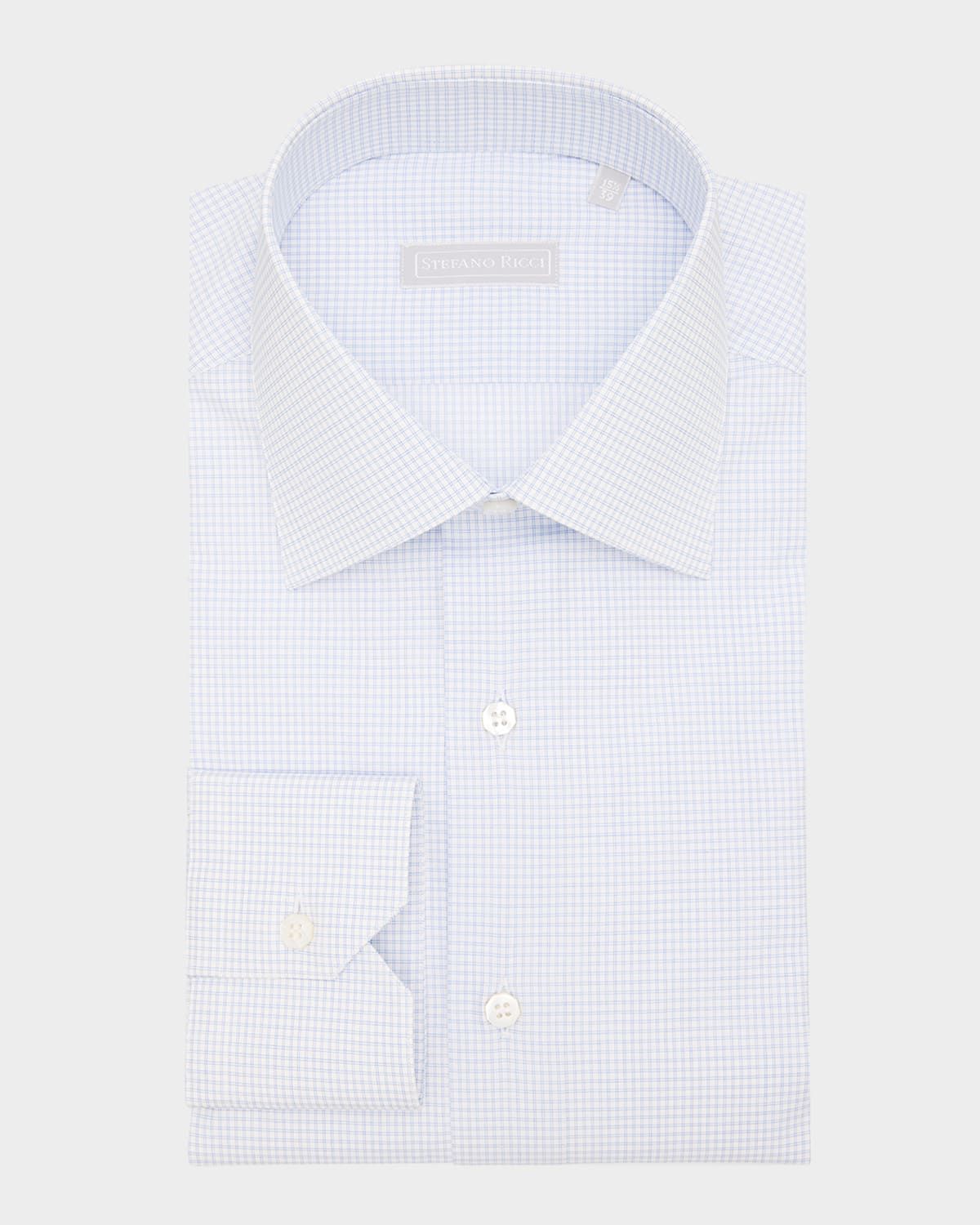 Men & apos;s Cotton Micro-Graph Check Point Collar Dress Shirt