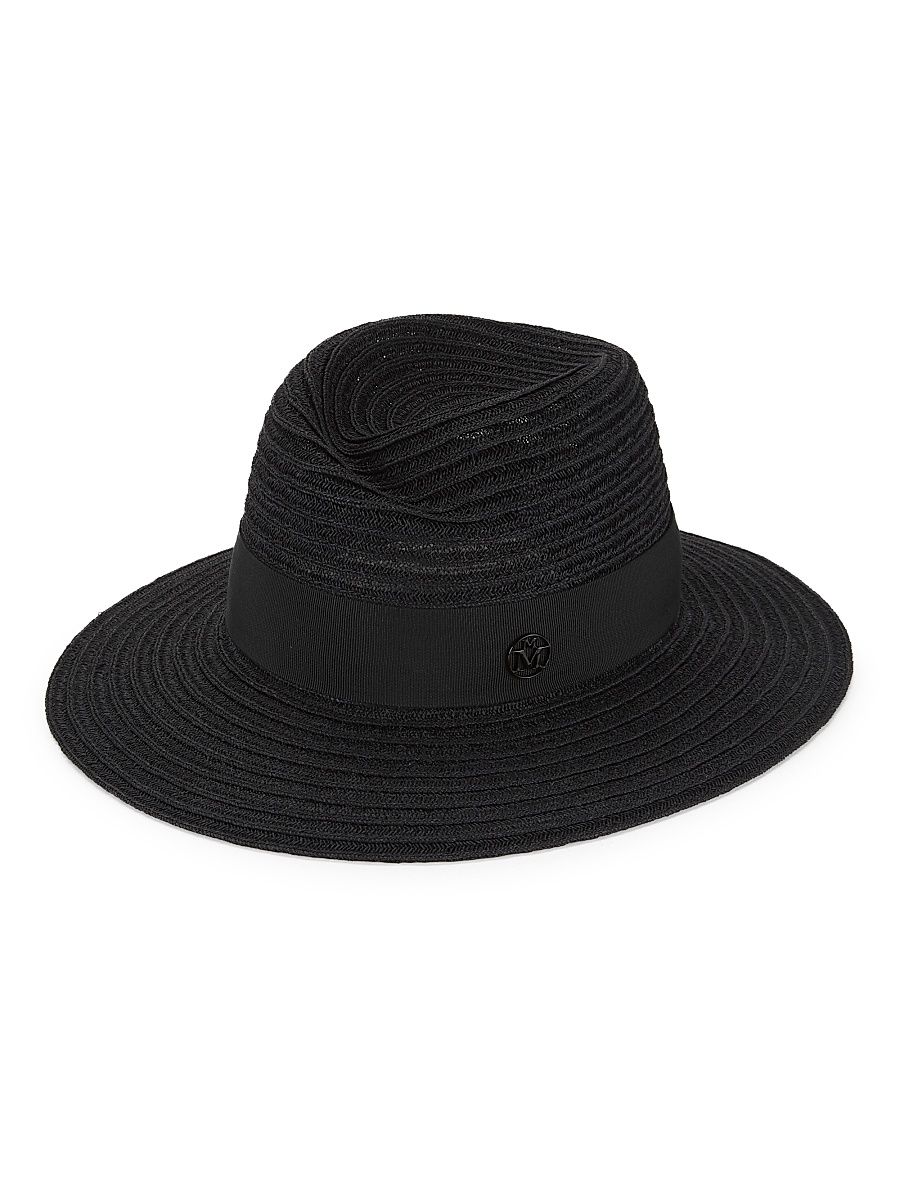 Women's Virginie Straw Fedora Hat - Black - Size Medium