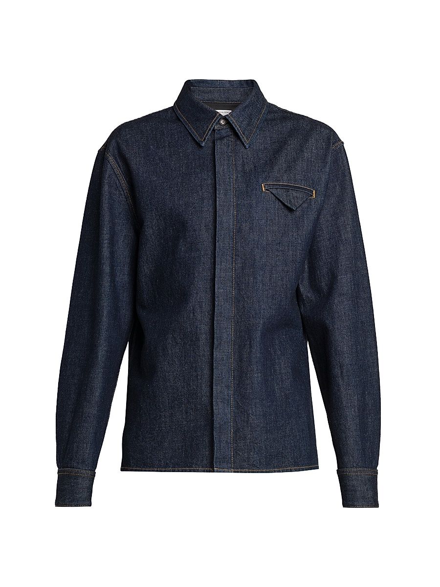 Men's Indigo Triangle Pocket Denim Shirt - Indigo - Size 42