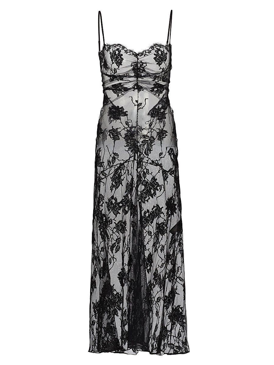 Women's Dominique Sheer Lace Midi-Dress - Black - Size 8