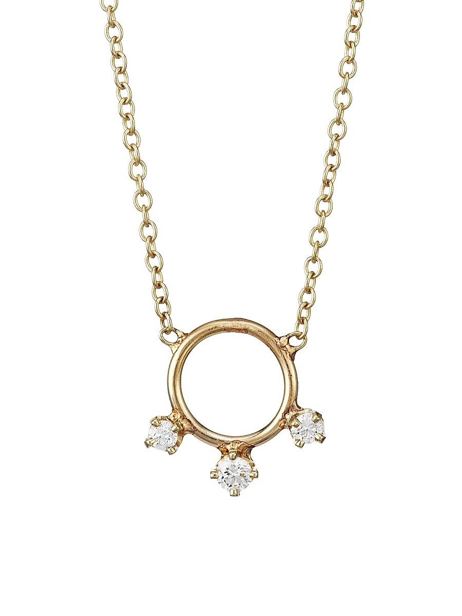 Women's 14K Yellow Gold & Diamond Circle Pendant Necklace - Gold