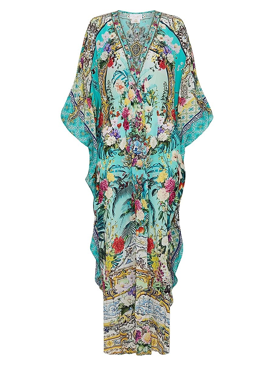 Women's Gathered Waist Silk Kaftan - Gardens Of Queluz