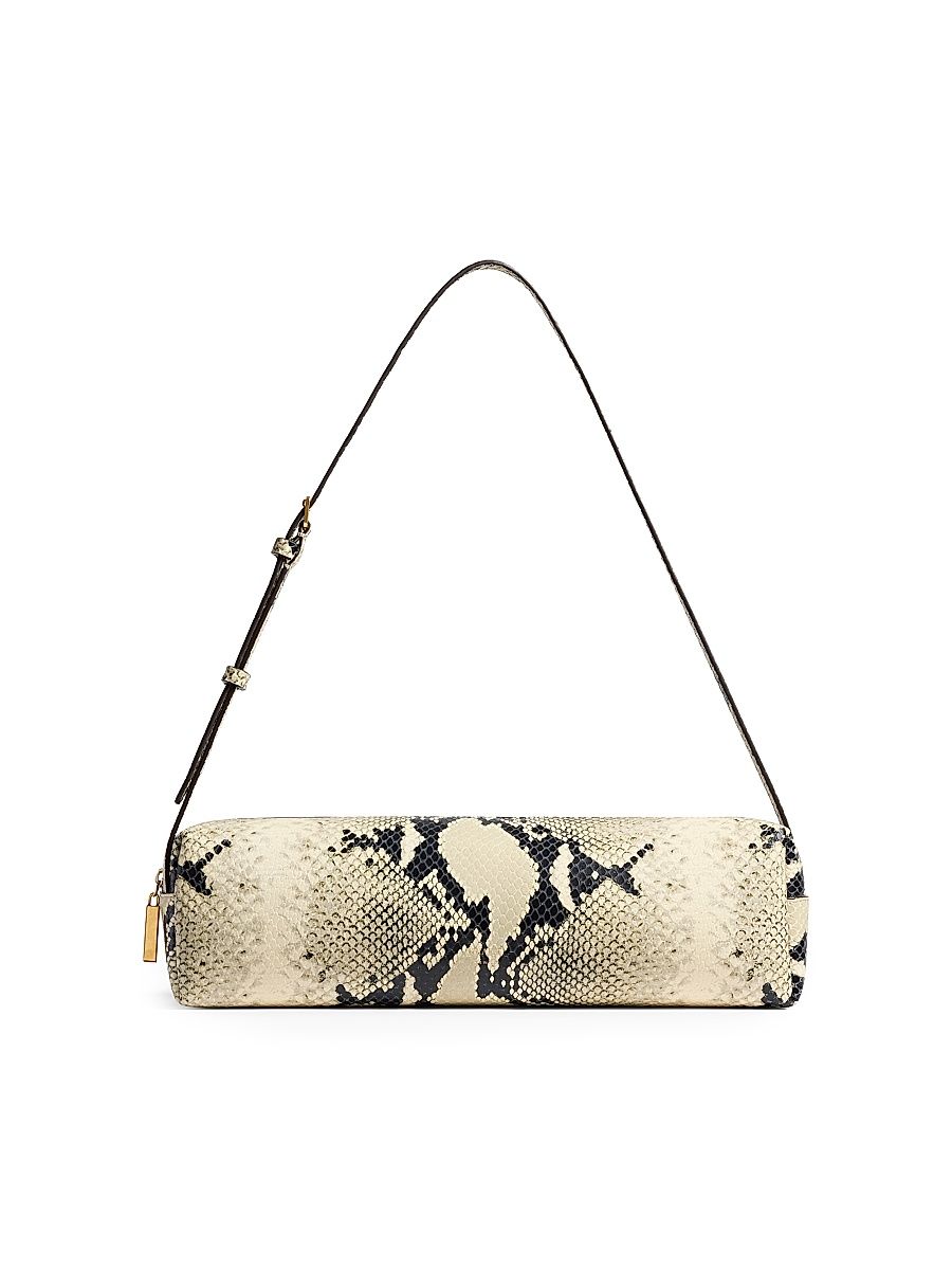 Women's Kye Snake-Embossed Leather Shoulder Bag - Natural