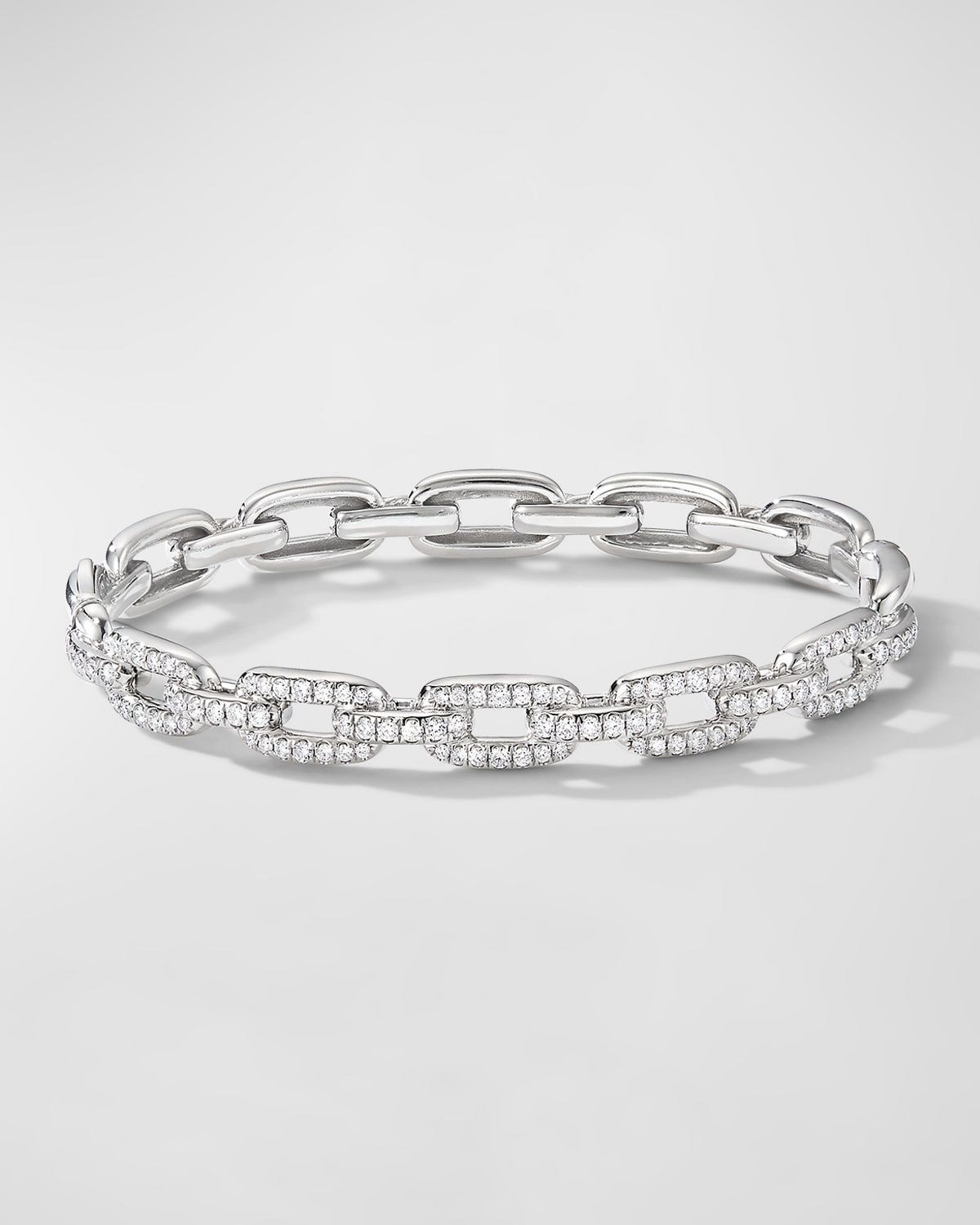 Stax Link Bracelet with Diamonds in 18K White Gold