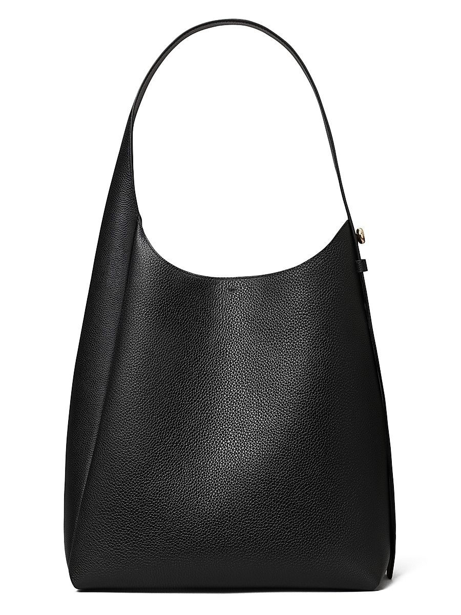 Women's Leather Hobo Bag - Black