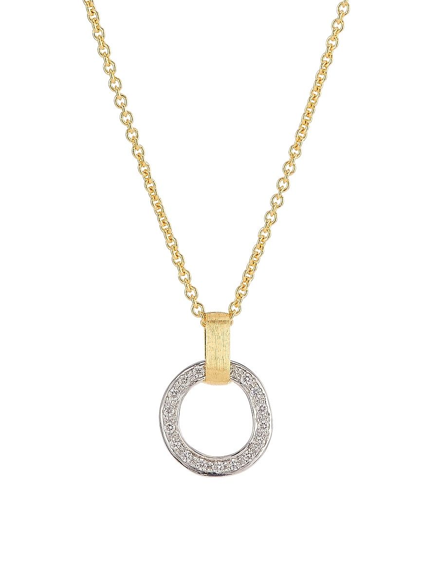 Women's Jaipur Two-Tone 18K Gold & Diamond Hoop Pendant Necklace - Yellow Gold