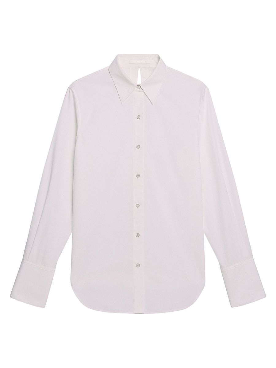 Women's Knot Cotton Button-Front Shirt - White - Size Large