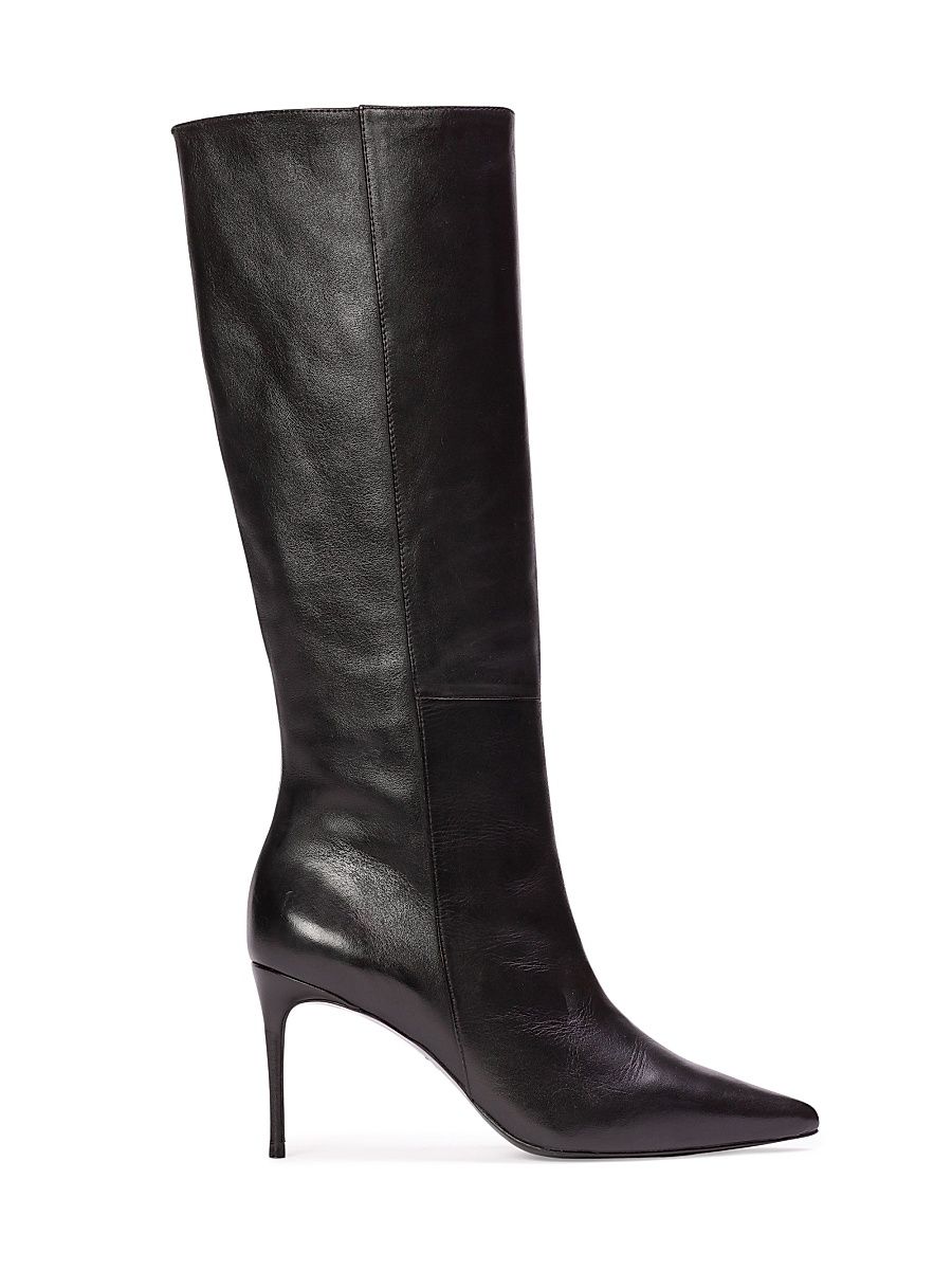 Women's Kath 80MM Leather Boots - Black Leather - Size 12