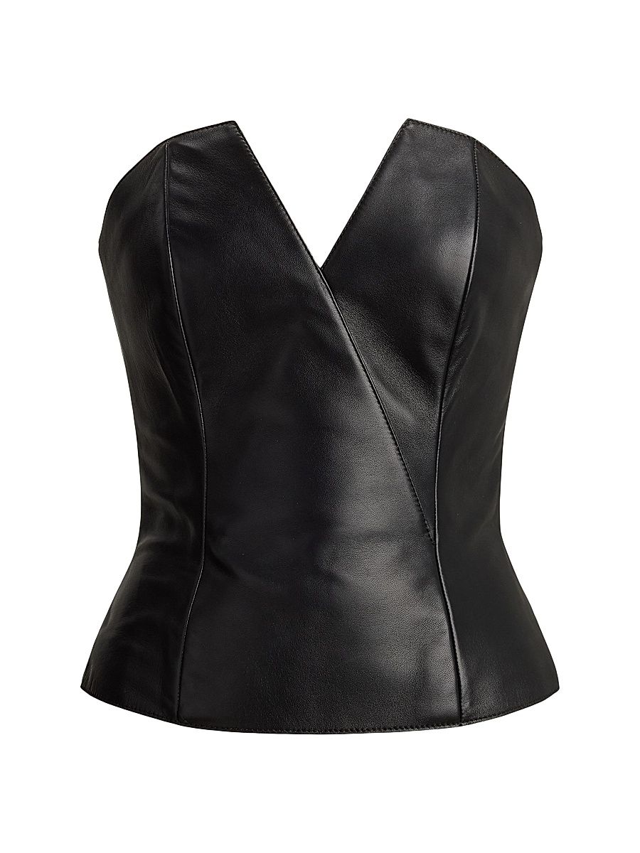 Women's Harling Leather Bustier Top - Black - Size 4