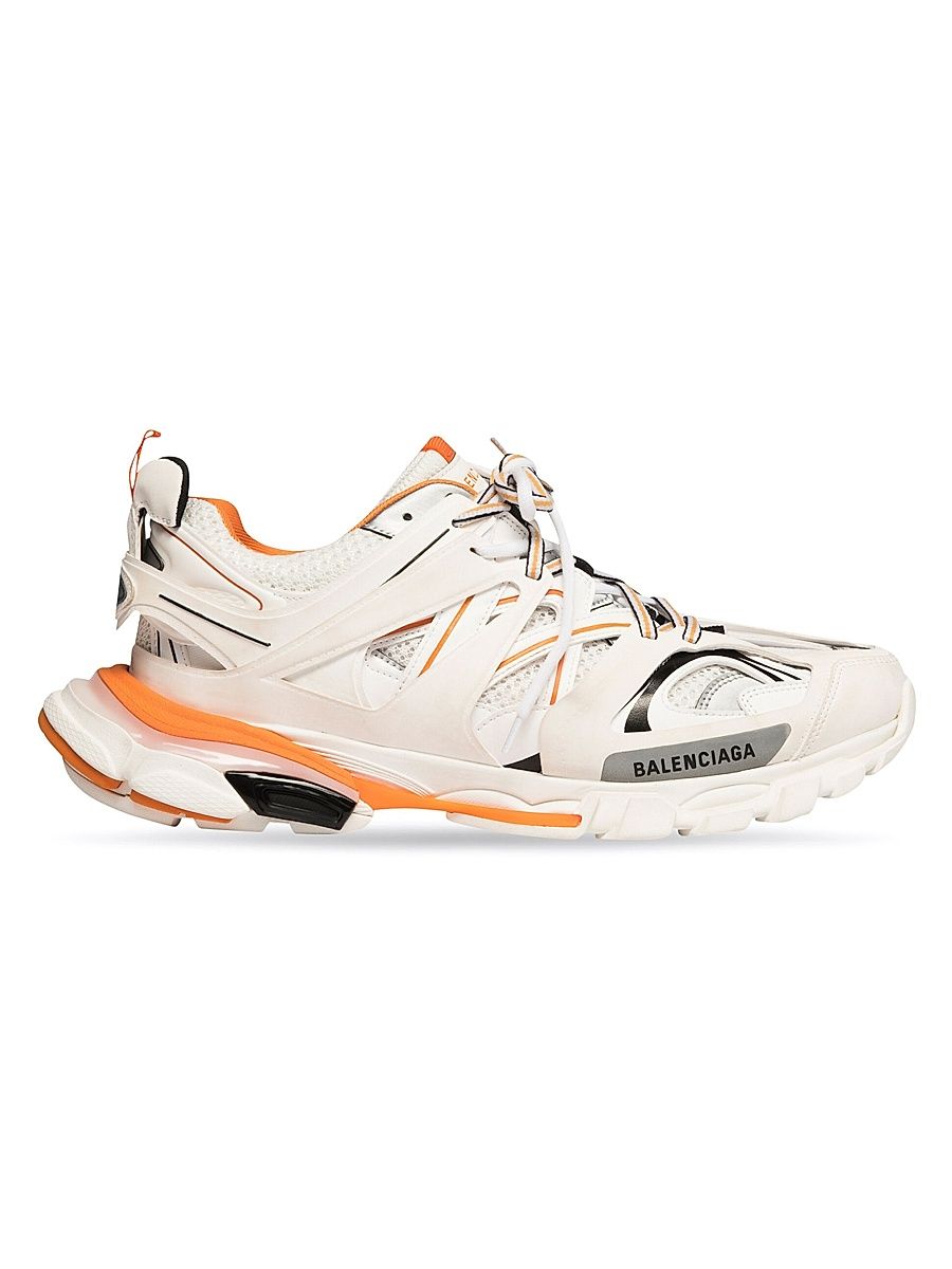 Men's Track Sneaker - White Orange - Size 6
