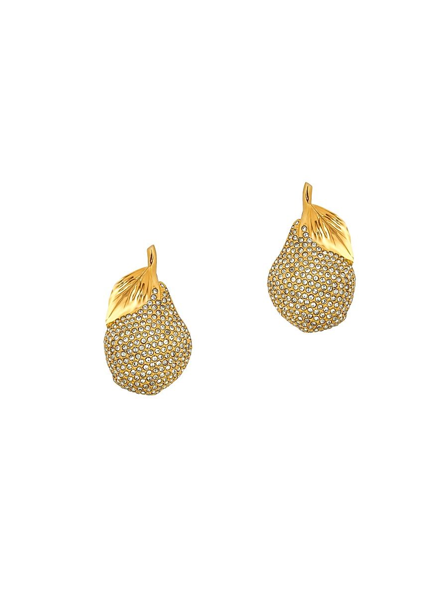 Women's Pavé Pear 24K-Gold-Plated & Glass Crystal Stud Earrings - Green