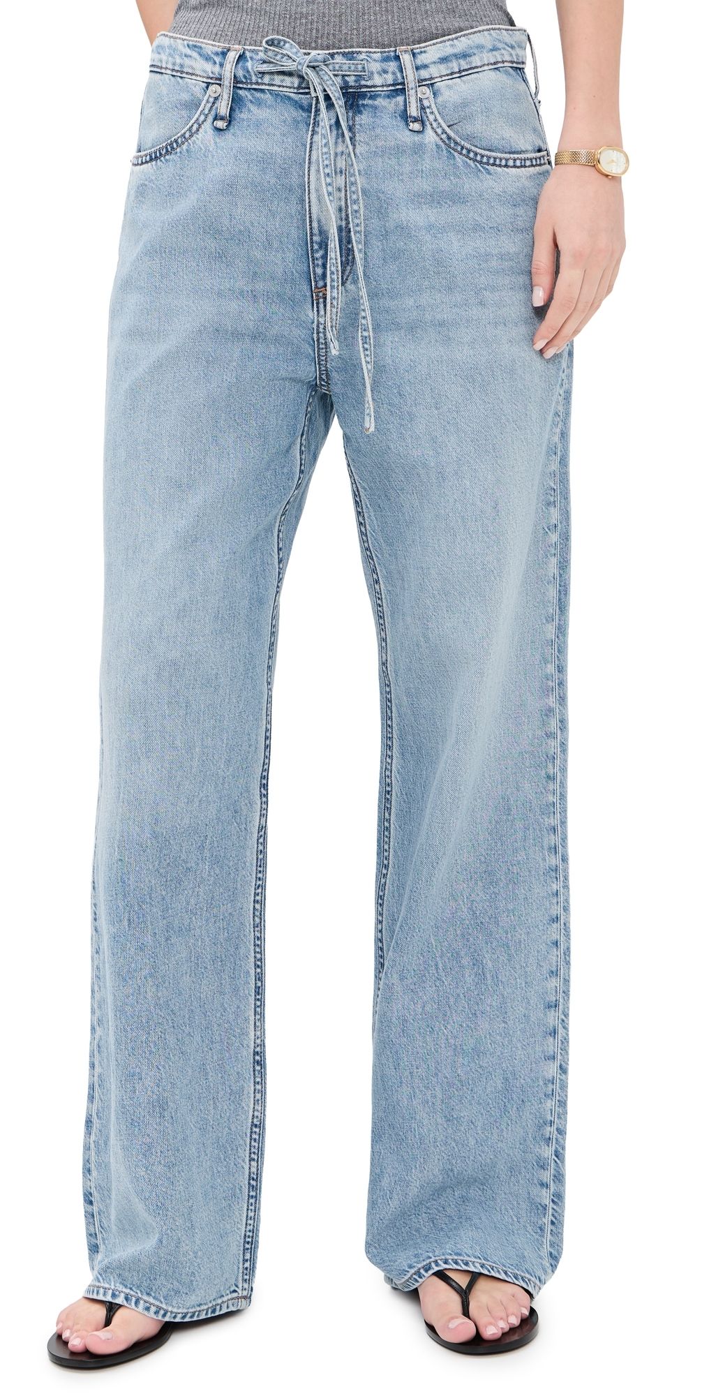 rag & bone Phoebe Drawstring Wide Pants Everglade S