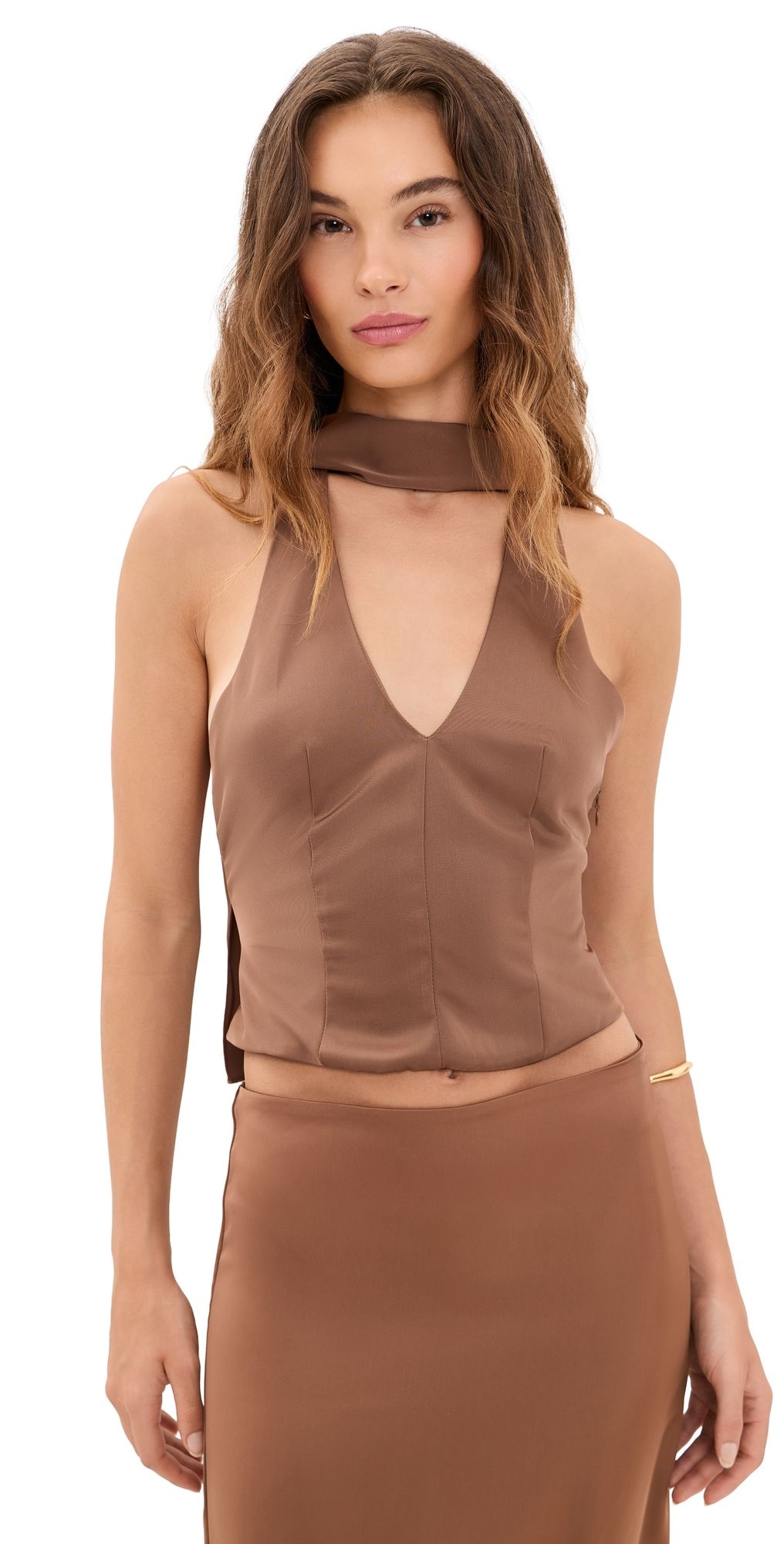 Lioness Front Row Halter Top Chocolate XL