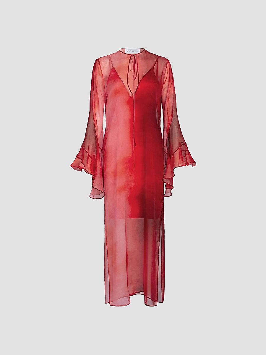 Silvia Tcherassi Women's Aries Chiffon Maxi Slipdress - Rouge Degrade - Size XS
