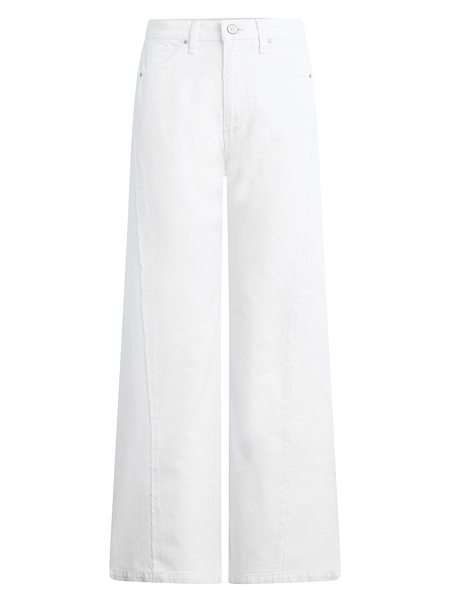 Women's Jodie Wide-Leg Frayed Seam Jeans - White - Size 30