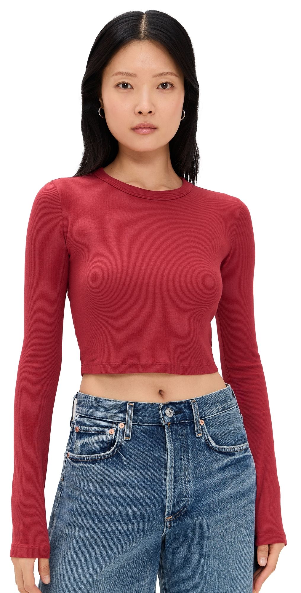 Cotton Citizen Verona Crop Shirt Crimson L