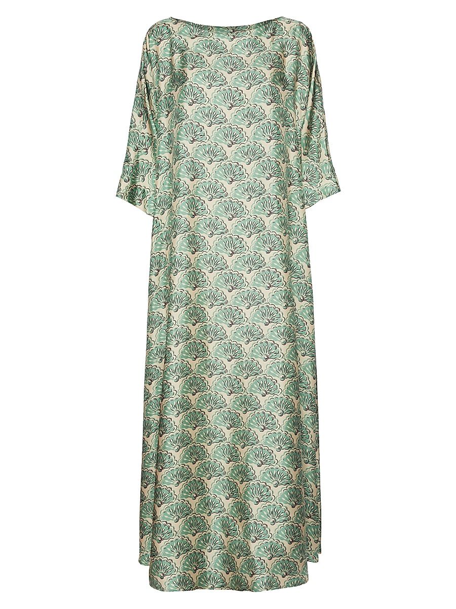 Women's Muumuu Dress Round Neck - Green Beige - Size XXS