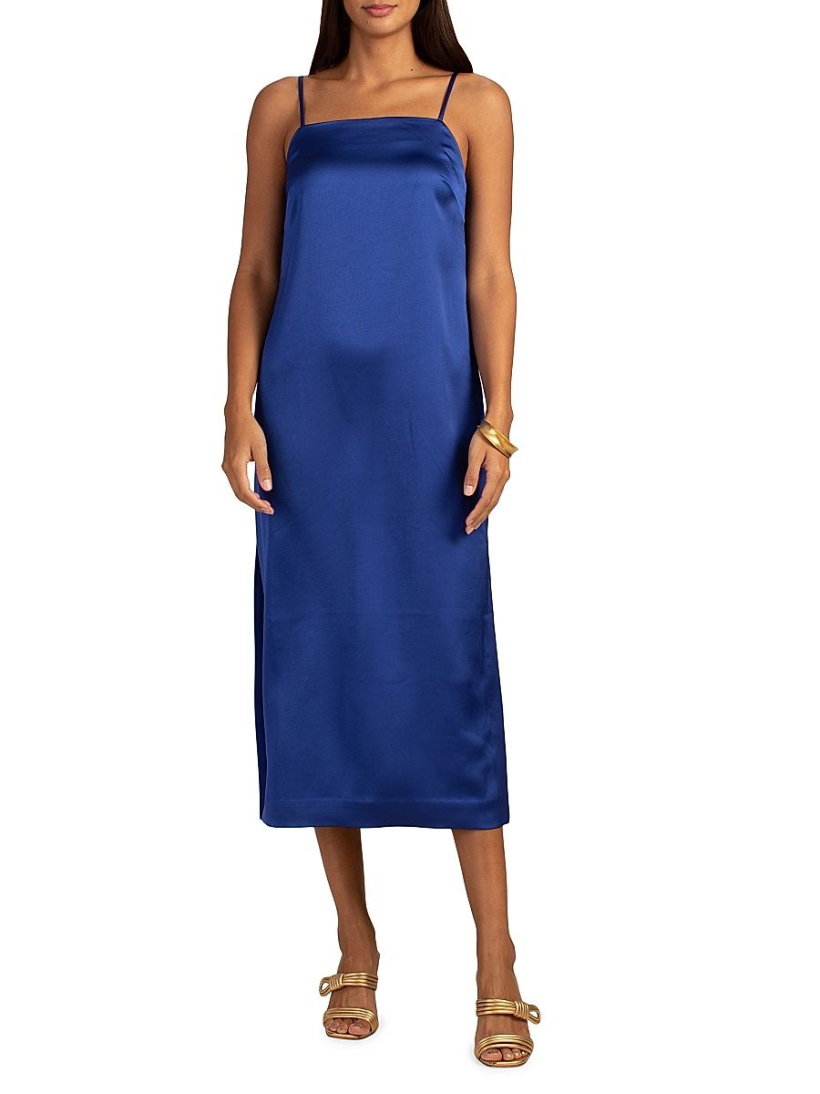 Women's Marita Satin Midi-Dress - Majorelle Blue - Size 14