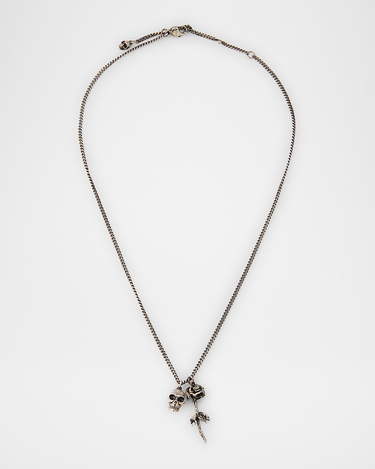 Men & apos;s Skull and Rose Pendant Necklace