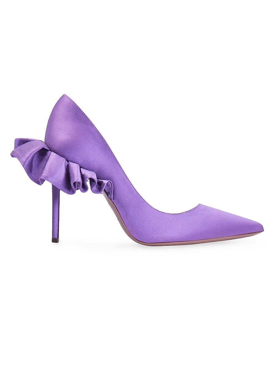 Women's Rouches 105MM Satin Pumps - Light Purple - Size 7