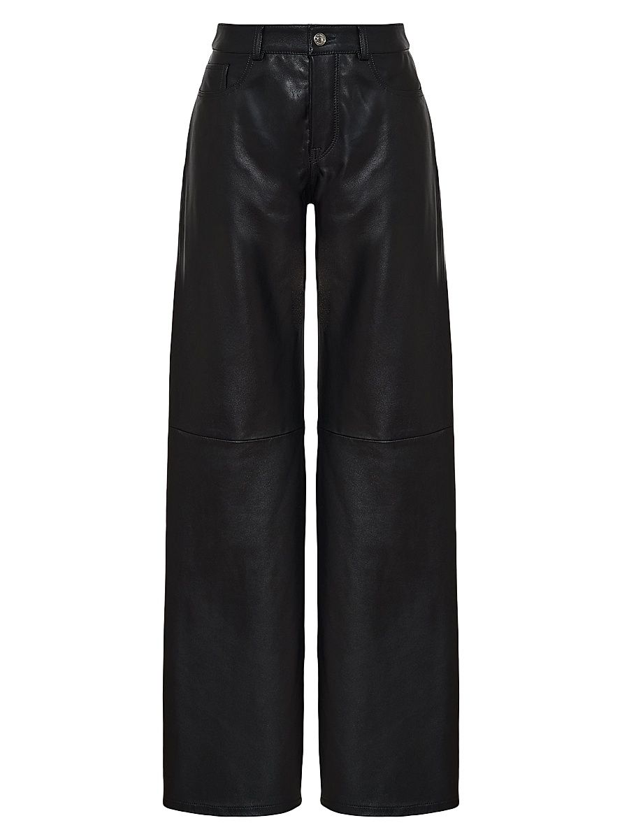 Women's Luke Leather Wide-Leg Pants - Black - Size 10