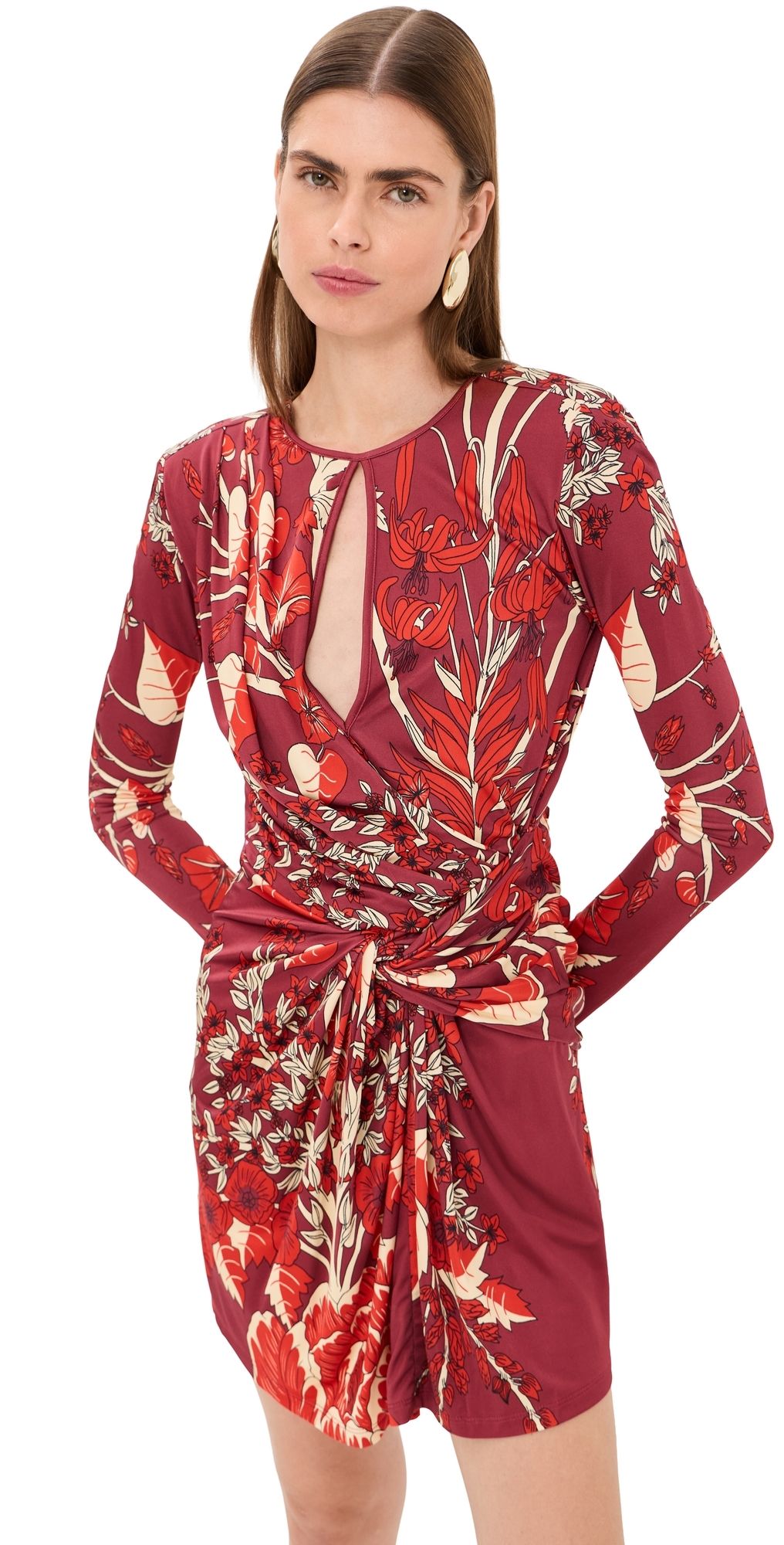 Johanna Ortiz Rainforest Canopy Mini Dress Wine/Red 8