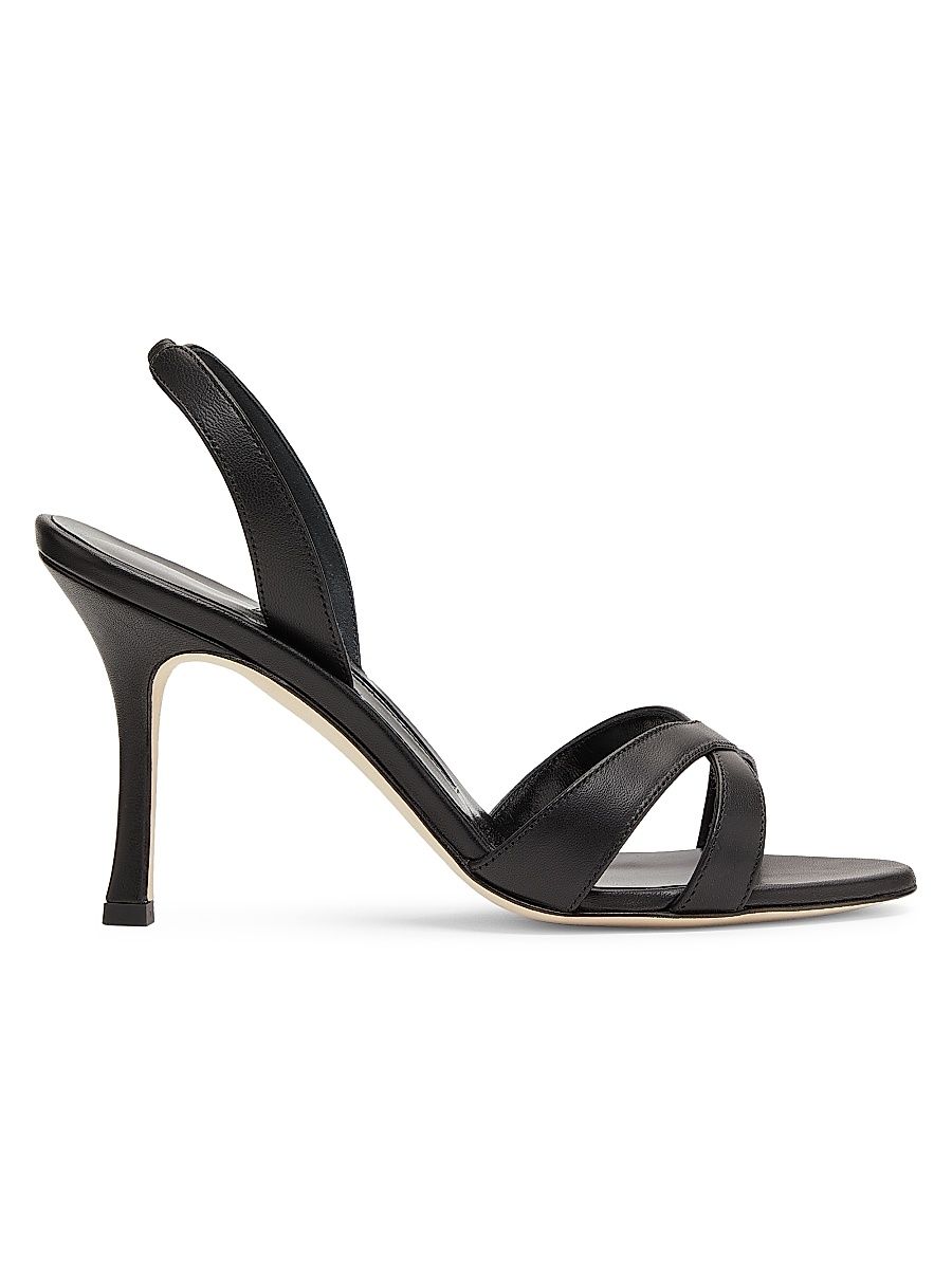 Women's Callasli Leather Slingback Sandals - Black - Size 12