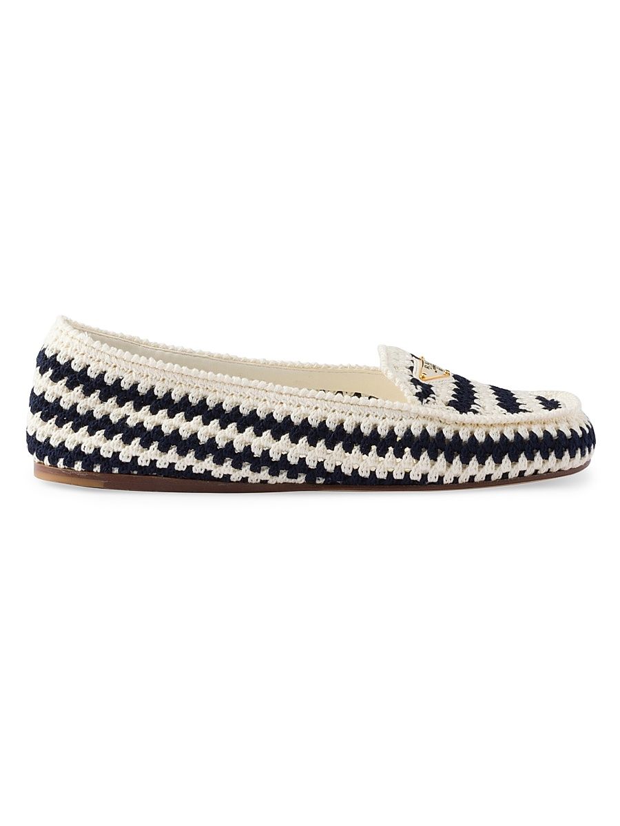 Women's Crochet Loafers - Blue White - Size 8.5
