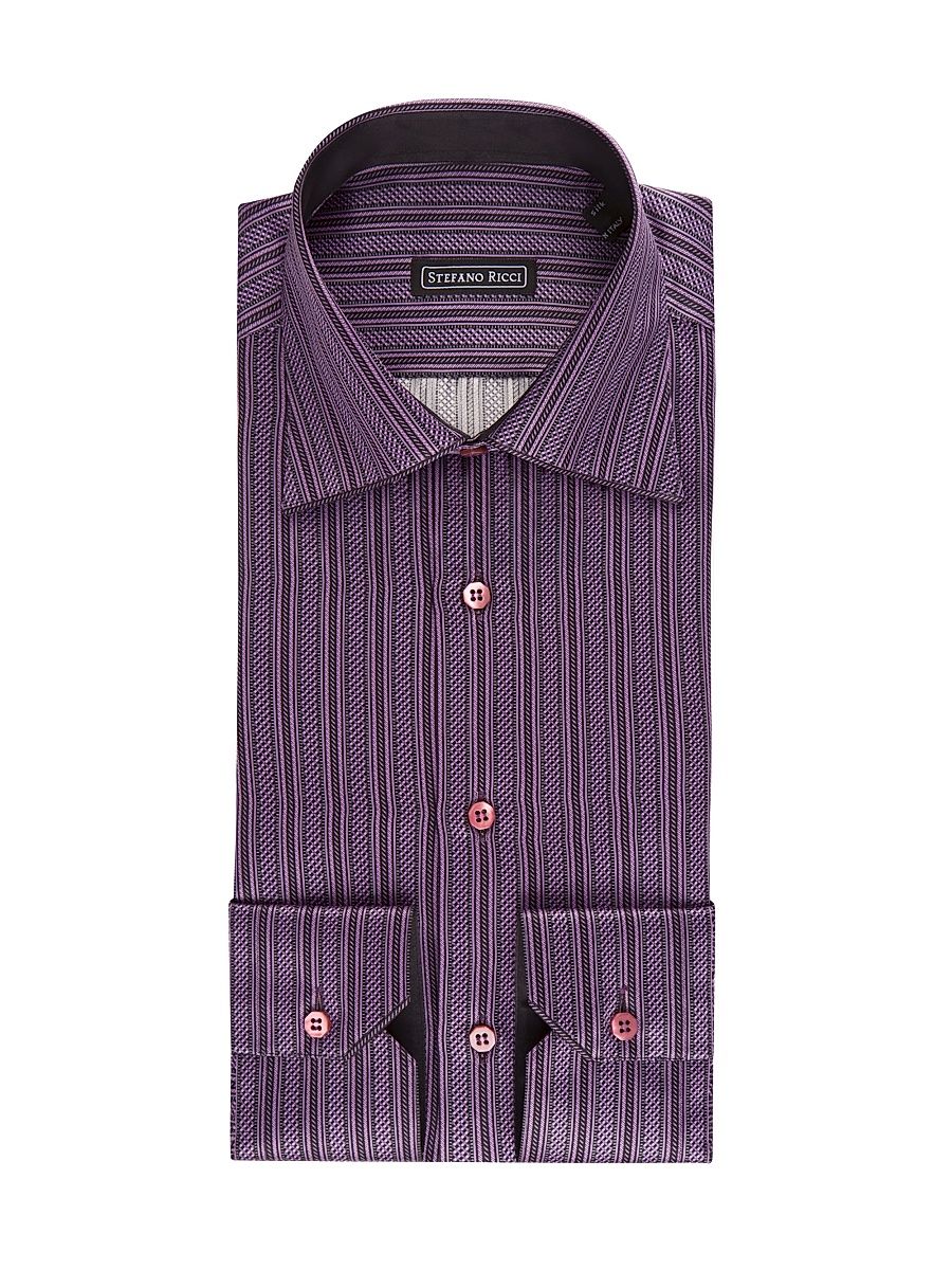 Men's Silk Recanati Shirt - Magenta - Size 17.5