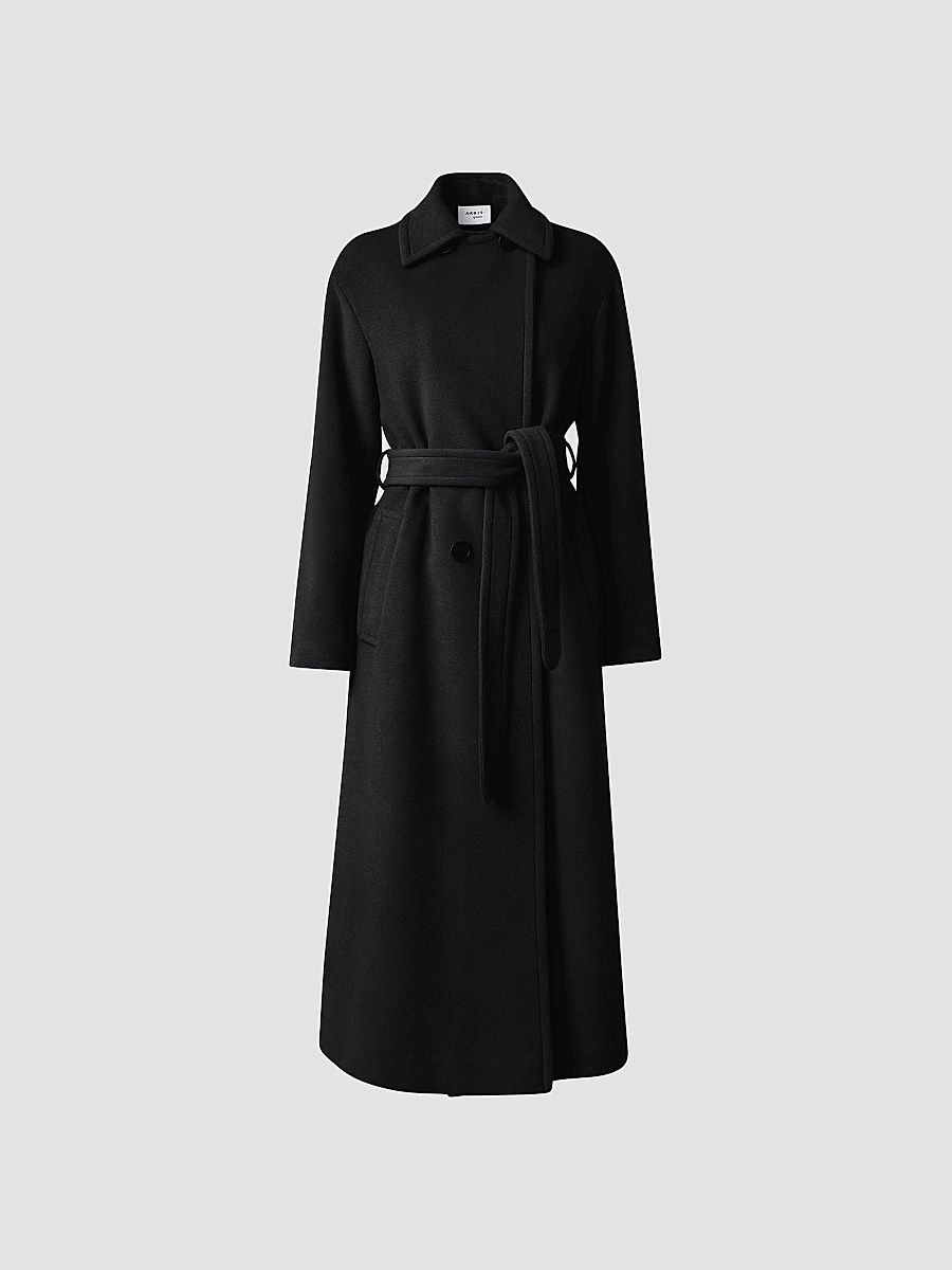 Akris punto Women's Belted Collar Maxi Coat - Black - Size 2