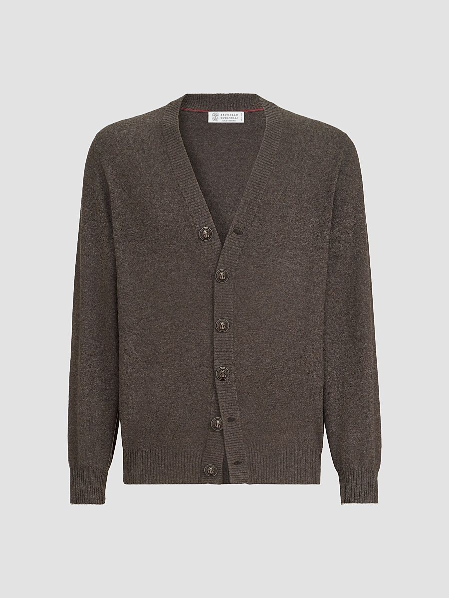 Men's Cashmere Cardigan - Brown - Size 38
