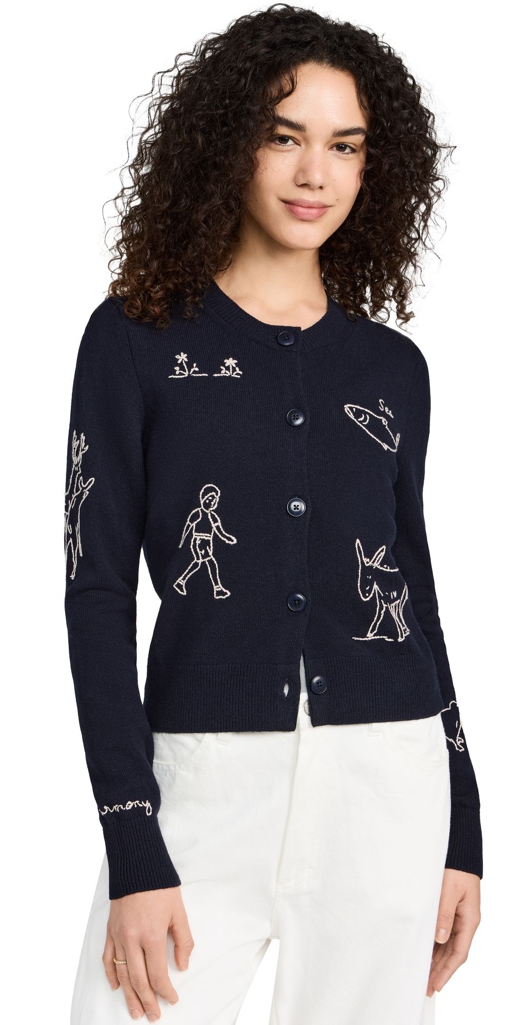 Sea Demi French Workwear Knit Cardigan Navy XS