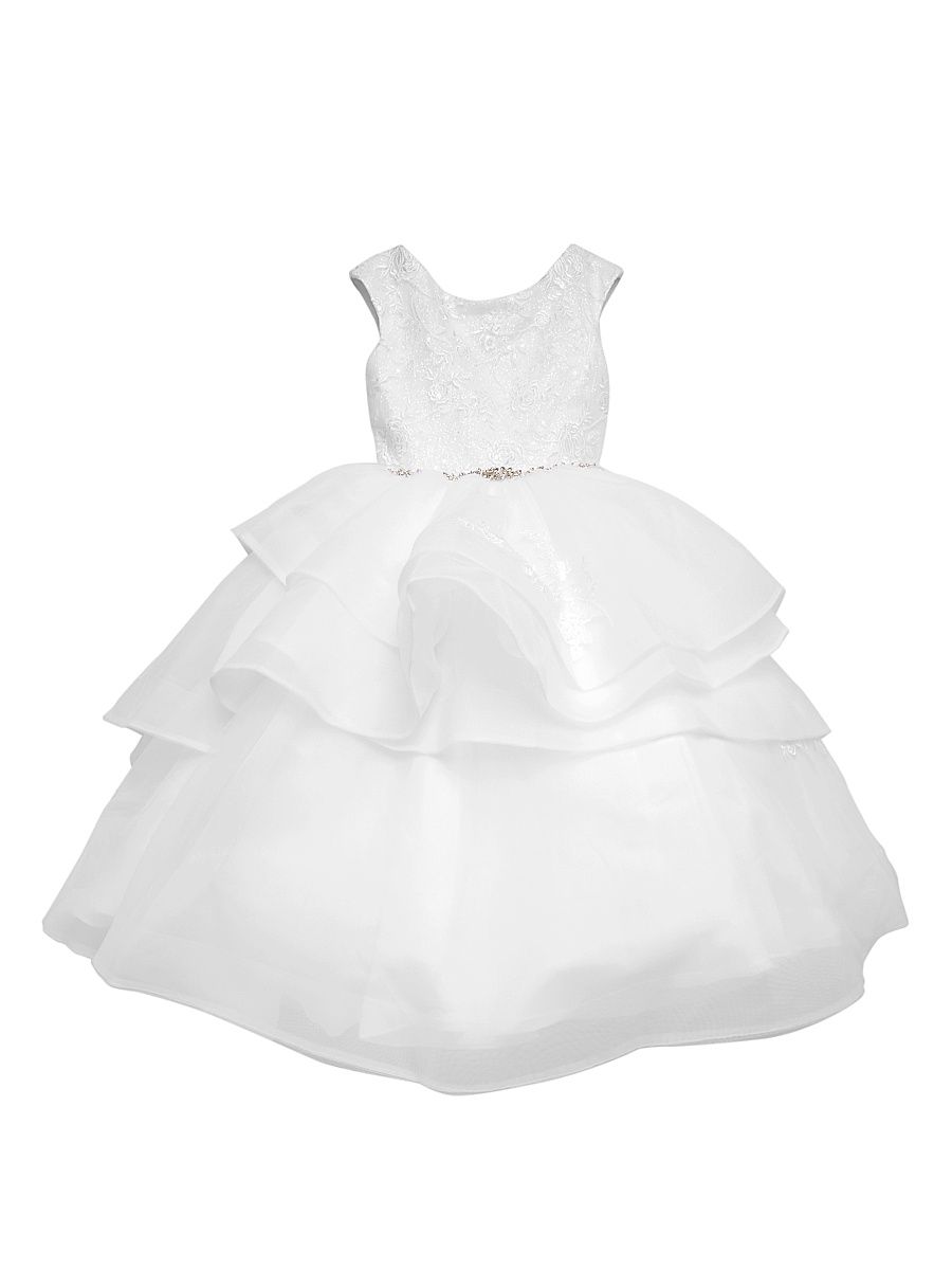 Little Girl's & Girl's Communion Sparkle Tulle Tier Dress - White - Size 7