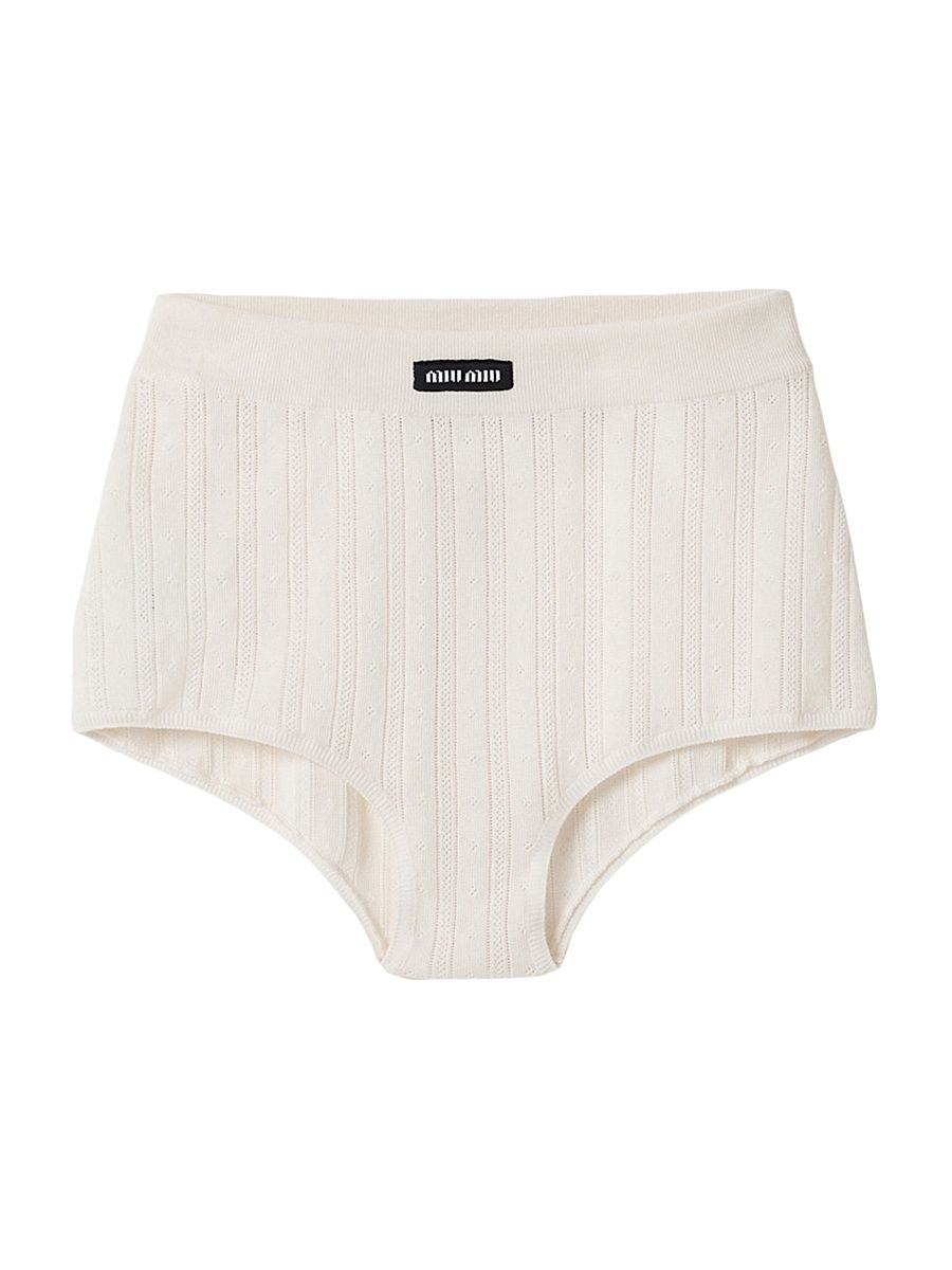 Women's Cashmere and Silk Shorts - White - Size 4