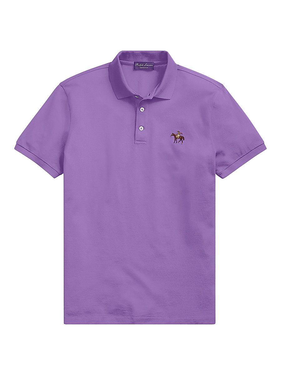 Men's Cotton Pique Standing Horse Polo - Lavender - Size XXL